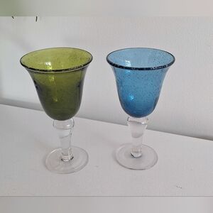Two hand-blown glass tumblers